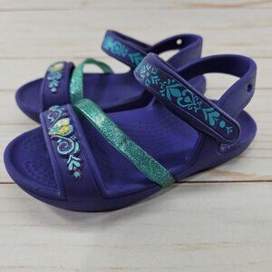 Crocs Lina Disney Frozen Anna Elsa Sandals Girls Size 7C Purple Sandals Shoes‎